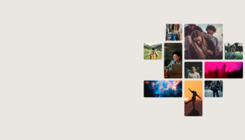 Mosaik med hvid baggrund og billeder ude til venstre af studieliv