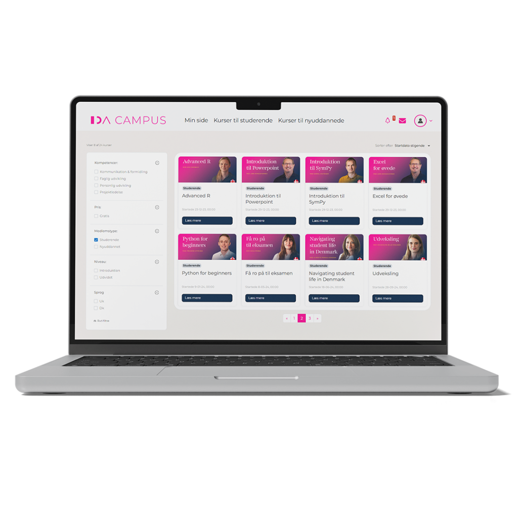 IDA Campus på computer